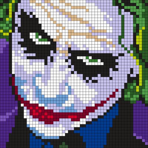 Heath Ledger As The Joker (Square) Perler Bead Pattern / Bead Sprite Grille Pixel Art, Pixel Art Minecraft, Modele Pixel Art, Pixel Art Templates, Pixel Crochet, Pixel Art Grid, Bead Sprite, Tapestry Crochet Patterns, Minecraft Pixel Art