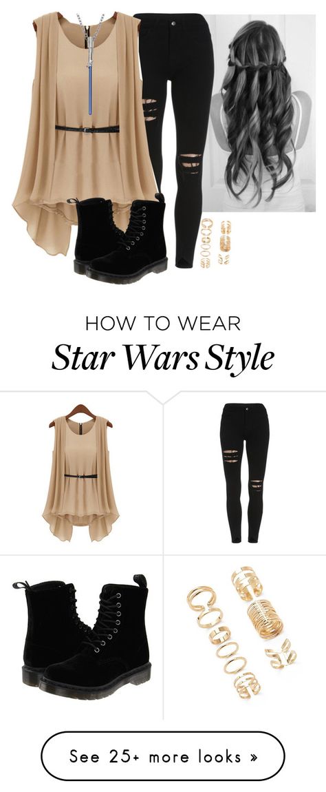 "Star Wars!" by dauntlessbadgirl on Polyvore featuring Dr. Martens and Forever 21. I don't like the shoes though Fantasia Diy, Star Wars Inspired Outfits, Star Wars Rey, Star Wars Style, Star Wars Shoes, Everyday Cosplay, Star Wars Fashion, Disneyland Outfits, Character Inspired Outfits