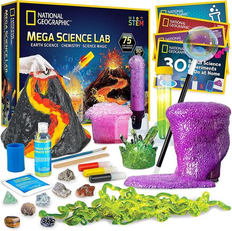 NATIONAL GEOGRAPHIC Mega Science Lab - Science Kit Bundle Pack with 75 Easy Experiments, Featuring Earth Science, Chemistry, and Science Magic Activities... Chemistry Kit, Science Kits For Kids, Chemistry Set, Chemistry Experiments, Kid Experiments, Easy Science Experiments, Science Toys, Easy Science, Stem Projects