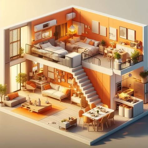 Tiny Loft Sims 4, Loft Sims 4, Sims 4 Construction, Isometric House, Tiny Loft, Paper Doll House, Bedroom Bed Design, Small Cabin, Sims 4 Build