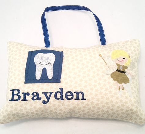 Tooth Fairy Pillow Personalized Tooth Fairy Pillow Boys Tooth Fairy Pillow Diy, Muslin Pillow, Boy Tooth Fairy, Magical Horses, The Tooth Fairy, Tooth Fairy Pillow, Horse Print, Fabric Sale, Red Truck