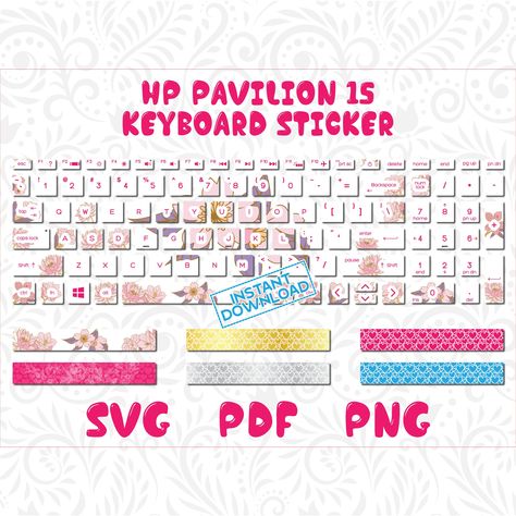 Laptop Keyboard Stickers Printable, Keyboard Stickers Printable, Hp Laptop Cover, Keyboard Printable, Laptop Keyboard Stickers, Hp Pavilion 15, Cute Keyboard, Keyboard Decal, Cover Stickers