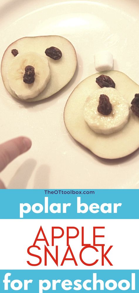 So cute! Use an apple, marshmallows, and raisins to make a polar bear snack. This is a great preschool snack for a polar bear theme! Arctic Snacks For Kids, Bear Activities For Kids, Polar Bear Preschool, Geneva Summer, Polar Bear Snacks, Polar Bear Food, Polar Bear Activities, Polar Bears Preschool, Site Coordinator