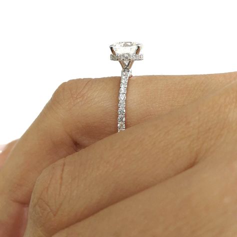 2 Carat D VS2 Round "Hidden Halo" Design Diamond Engagement Ring - 18K White Gold #J99144 Diamond Ring Hidden Halo, Ring Hidden Halo, 14k White Gold Diamond Ring, Round Engagement Ring, Round Halo Engagement Rings, Engagement Ring Inspiration, Buying An Engagement Ring, Round Engagement Rings, Oval Engagement