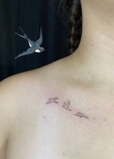 Tattoo Cloud And Bird Tattoo, Doves In The Wind Tattoo, Small Bird Outline Tattoo, Small Hawk Tattoo For Women, Fine Line Birds Tattoo, Birds On Shoulder Tattoo, Bird Set Free Tattoo, Flying Geese Tattoo, Wild Geese Mary Oliver Tattoo