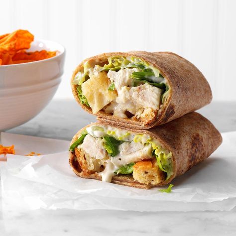 Cold Picnic Foods, Chicken Caesar Wrap Recipe, Chicken Caesar Salad Wraps, Caesar Salad Wrap, Cold Sandwich Recipes, Caesar Wrap, Chicken Caesar Wrap, Copycat Panera, Salad Wrap