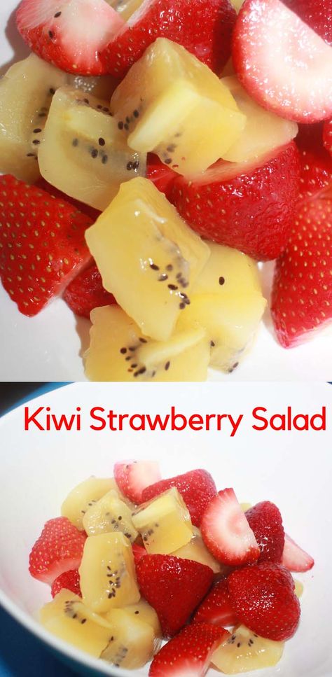 Yellow Kiwi Recipes, Strawberry Fruit Salad, Strawberry Salad Recipe, Kiwi Recipes, Kiwi Strawberry, Summer Salads With Fruit, Refreshing Snacks, Fresh Salad Recipes, Fresh Fruit Salad