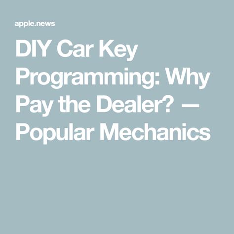 DIY Car Key Programming: Why Pay the Dealer? — Popular Mechanics Car Key Repair, Car Key Programming, Car Repair Diy, Popular Mechanics, Forensic, Car Repair, Diy Car, Car Keys, Apple News