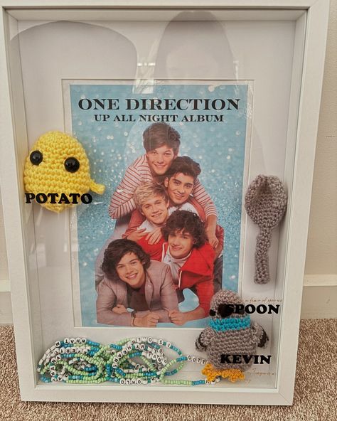 Experience the magic of One Direction’s debut album with our Up All Night-inspired memento shadow box. Handcrafted with love and attention to detail, this shadow box features iconic elements from the album, making it a must-have for any true One Direction fan. Cherish the memories and relive the nostalgia with this unique and special piece. MEMENTO BOXES: OPTION ONE: 1x A4 Shadow Box Frame 18x Up All Night Album Inspired Beaded Bracelets 1x Crochet Spoon 1x Crochet Potato 1x Crochet Ke... Crochet Potato, Up All Night, The Memories, Debut Album, Shadow Box Frames, One Direction, Shadow Box, The Magic, Potato