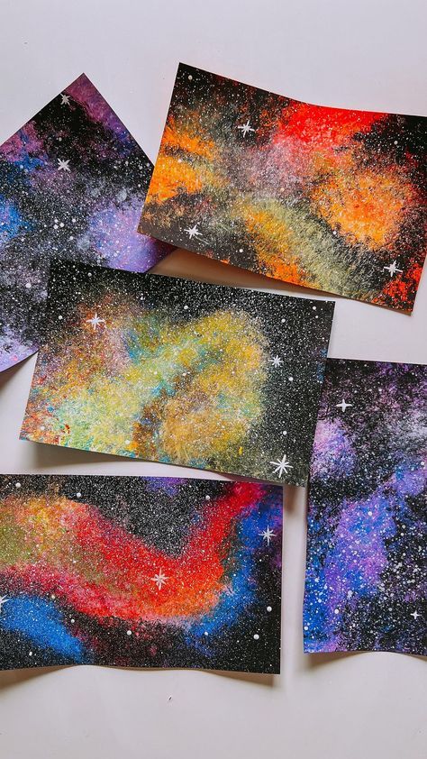 Ashley | Artsy Blevs | Art Teacher | Are you geeking out over the new James Webb Telescope images? 🔭 I know I am, and I already do galaxies/outer space/the universe/nebulas… | Instagram Galaxy Planets Painting, Astronomy Crafts For Preschoolers, Outer Space Provocation, Galaxy Painting Preschool, Space Display Board, Black Hole Activity, Milky Way Craft, Astronomy Art Projects, Space Theme Arts And Crafts