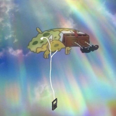 Chill Reaction Pic, Spongebob Flying With Headphones, Chaotic Spotify Covers, Spotify Playlist Covers Aesthetic Chill, Chaotic Playlist Covers, Chill Music Playlist Cover, Chill Playlist Cover, Music Cover Photos, Playlist Covers Photos