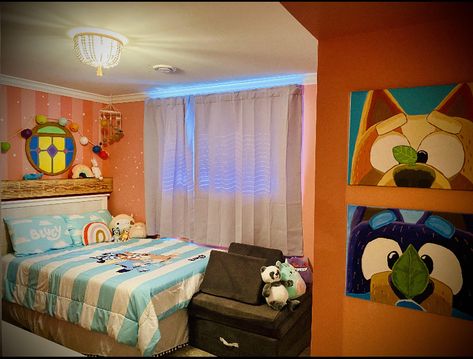 Bluey Room Decor Kids, Bluey Bedroom Ideas For Kids, Bluey Room Ideas Girl, Bluey Room Ideas For Boys, Bluey Bedroom Girl, Daughter Room, Disney Room, Bunny Room, Disney Room Decor