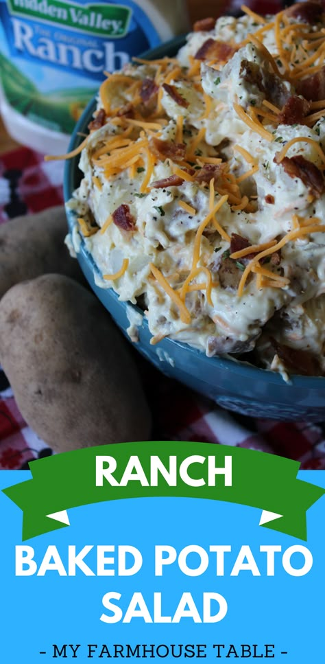 Barbecue Potato Salad, Texas Ranch Potato Salad, Loaded Bacon Ranch Potato Salad, Fourth Of July Potato Salad, Loaded Baked Potato Salad With Ranch, Ranch Potatoe Salad Recipe, Loaded Ranch Potato Salad, Loaded Ranch Baked Potato Salad, Baked Potato Salad Pioneer Woman