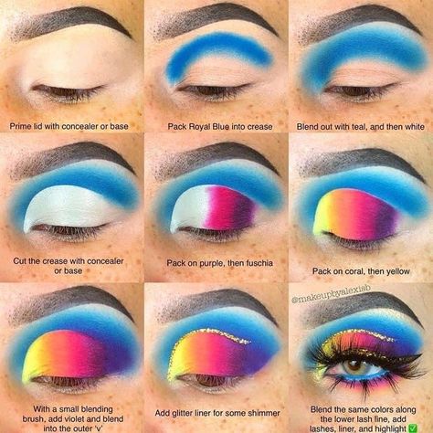 Orange Shadow, Crazy Eye Makeup, Rainbow Eye Makeup, Maquillage Yeux Cut Crease, Rainbow Eyeshadow, Makeup Pictorial, Shimmer Makeup, Honor Roll, Makeup Tutorial Eyeshadow