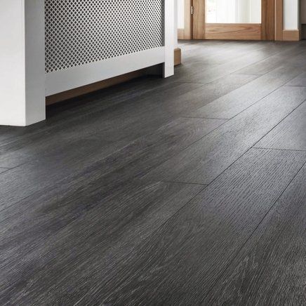 Dark Grey Vinyl Flooring, Renovating Apartment, Painted Basement Floor, Dark Grey Flooring, Dark Grey Laminate Flooring, Lantai Vinil, Grey Laminate Flooring, Grey Vinyl Flooring, Vinyl Flooring Kitchen