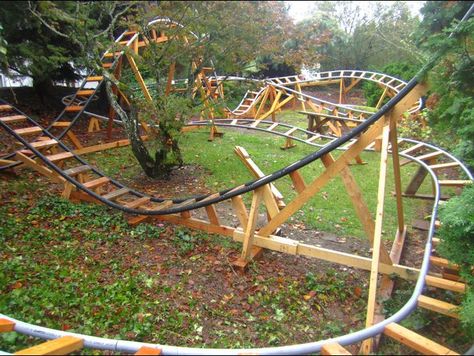 Homemade Roller Coaster, Backyard Roller Coaster, Dream Backyard Pool, Roller Coasters, Backyard Play, Backyard Playground, Backyard Inspo, Furniture Couch