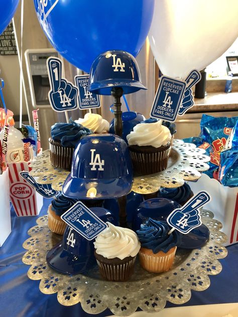 Baseball Birthday Party Treats, Angels Baseball Party, Dodgers Party Decorations, Dodgers Theme Birthday Party, Dodger Party Ideas, Dodgers Decorations, Dodger Birthday Party Ideas, Dodger Theme Birthday Party, Dodgers Baby Shower Ideas