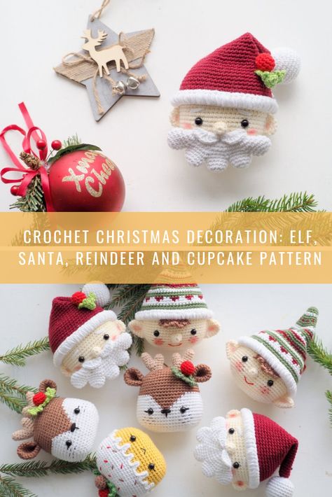 Crochet Ornament Patterns, Crochet Christmas Gifts, Crochet Xmas, Crochet Christmas Decorations, Crochet Christmas Trees, Easy Christmas Decorations, Crochet Ornaments, Crochet Amigurumi Free, Holiday Crochet