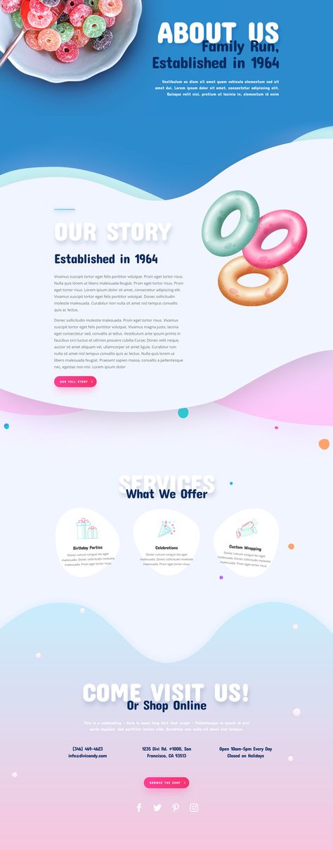 Divi Candy Store layout pack Candy Website, Library Icon, Candy Images, Online Candy Store, Divi Theme, Store Layout, Contact Page, Pack Design, Shop Layout