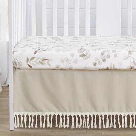 Sweet Jojo Designs Boho Botanical Leaf Linen Dust Ruffle Crib Skirt By Sweet Jojo Designs | Wayfair Neutral Crib Bedding Sets, Gender Neutral Crib Bedding, Linen Crib Bedding, Girl Nursery Crib, Crib Bed Skirt, Ruffle Crib Skirt, Neutral Crib, Crib Comforter, Crib Bed