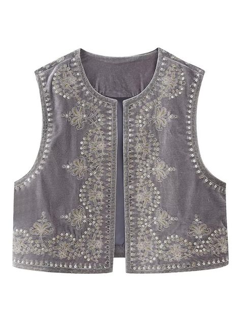 PRICES MAY VARY. Material: This vest for women is made of premium woven fabric, soft to touch, comfortable to wear. Features: The women’s gilet is sleeveless, open front, embroidery flower pattern makes you more fashionable. Easy to Match: Our women’s vest outwear is simply designed, but also classic styles to wear in everyday life, easy matching colors, can pair with your different bottoms. Our vest jacket for women is practical to wear for casual, dating, street, party, shopping, office, also Sleeveless Jackets For Women, Sewing Patterns Tops, Quilted Waistcoat, Waistcoat Fashion, Y2k Cardigan, Waistcoat Woman, Embroidered Vest, Velvet Vest, Afghan Clothes