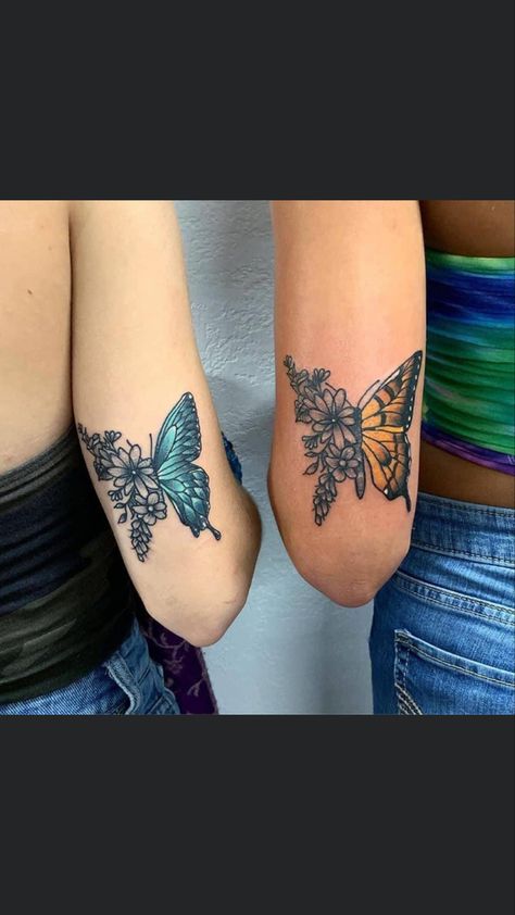 Friend Butterfly Tattoos, Best Friend Butterfly Tattoos, Thyroid Tattoo, Theigh Tattoos, Multiple Sclerosis Tattoo, Pink Ribbon Tattoos, Awareness Tattoo, Ribbon Tattoos, Flash Tattoo Designs