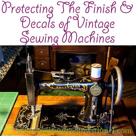 Learn how to protect the finish and decals on vintage sewing machines when cleaning them. 1000 Lifehacks, Sewing Machines Best, Featherweight Sewing Machine, Sewing Machine Repair, Treadle Sewing Machines, Antique Sewing Table, Old Sewing Machines, Antique Sewing Machines, Sewing Machine Parts