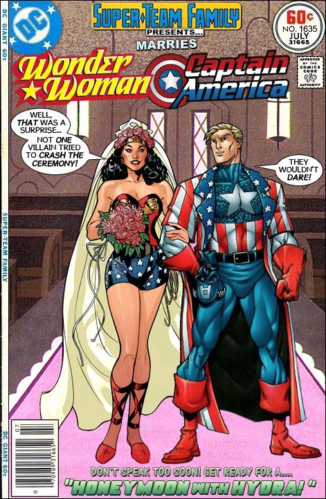 A blog presenting covers to imaginary comic books featuring the greatest team ups that never happened... but should have! Captain America And Wonder Woman, Dc Crossover, Dc Comics Vs Marvel, Marvel And Dc Crossover, Dc Super Heroes, Wonder Women, Marvel Vs Dc, Marvel Vs, Archie Comics