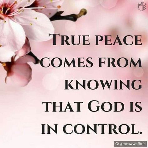 "True peace comes from knowing that God is in control." God Is In Control Quotes, In Control Quotes, Control Quotes, God Is In Control, Love Anniversary Quotes, About God, Realest Quotes, Inspirational Quotes God, Bible Prayers