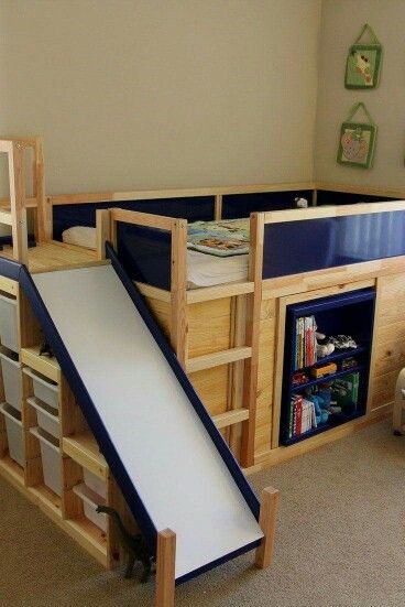 ♡♡♡ Bunk Bed Hacks, Trofast Ikea, Cama Ikea, Shabby Chic Decorating, Kura Bed, Ikea Kura, Ikea Kids, Bunk Bed Designs, Ikea Bed