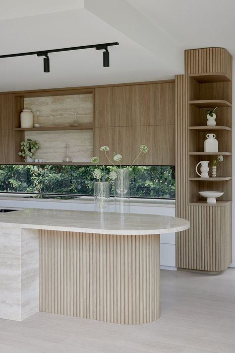 Modern Coastal Kitchen, Entry Office, Curved Kitchen, Kitchen Entry, Kitchen Island Bench, Orange Grove, Dream Kitchens Design, Island Bench, Interior Minimalista