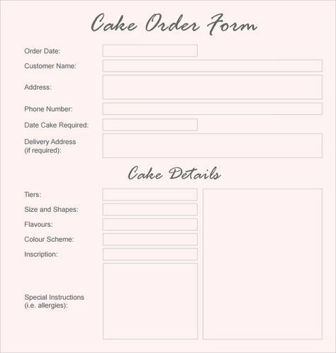 Cake Order Form Template PDF Cake Order Form Template, Cake Business Plan, Wedding Cake Order Form, Cake Pricing Guide, Cake Order Form, Cake Order Forms, Home Bakery Business, Order Form Template Free, Cake Quotes