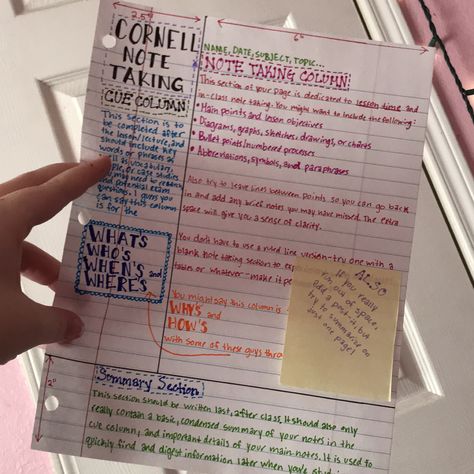 Cornell note taking method Cornell Notes, Painting Art Projects, Study Notes, Page Layout, Nursing School, Note Taking, Design Process, Painting Art, Nursing