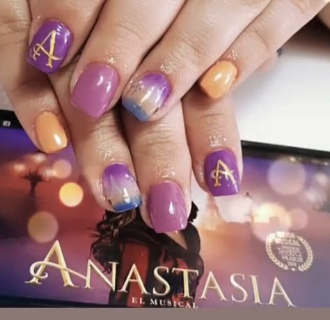 Musical Theatre Nail Art, Anastasia Nails Disney, Broadway Nail Art, Anastasia Nails, Broadway Anastasia, Tv Nails, Anastasia Art, Aladdin Theater, Anastasia Broadway