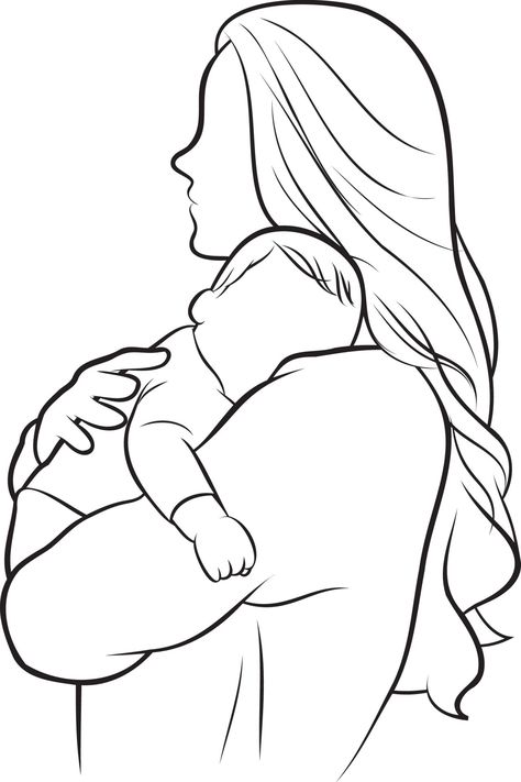 Download the Mother and Kid Line Drawing. 21194416 royalty-free Vector from Vecteezy for your project and explore over a million other vectors, icons and clipart graphics! Mother And Child Drawing, Mom Drawing, Baby Coloring Pages, Kitten Drawing, Children Sketch, Mother Art, Kids Line, Baby Drawing, Desenho Tattoo