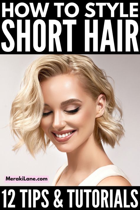 How To Set Short Hair For Women, How To Style Short Hair Easy, Different Ways To Style A Bob Short Hair, Chin Length Hair Styling, How To Tie Short Hair Up, Short Hair Wedding Styles Tutorial, Party Hairstyles For Bob Hair, Wedding Hairstyles For Short Bob, Ways To Style Short Hair With Layers