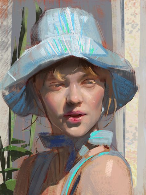 Digital Watercolor Portrait, Color Study Reference Photography, Painting Photo Reference, Painterly Art Style, Painterly Digital Art, Paint Rendering, Prismacolor Portrait, Sunlight Portrait, Portrait Drawing Digital