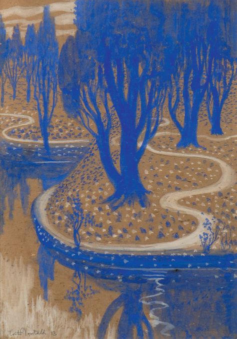 Constant Montald (Belgian, 1862-1944) - Riverside (Bord de rivière), N/D Digital Museum, Pre Raphaelite, Global Art, Art Et Illustration, Art And Illustration, Gustav Klimt, Leaf Art, Art Market, Muted Colors