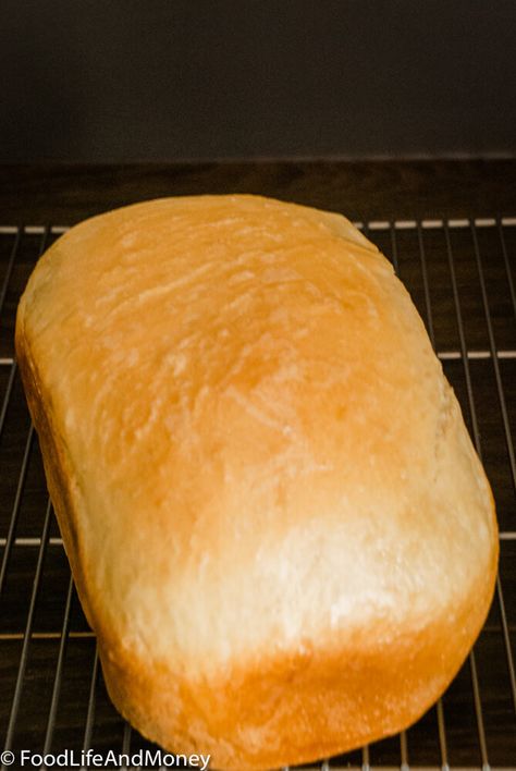 Easy Homemade Machine Bread Recipe - FoodLifeAndMoney Homemade Bread In A Bread Machine, Bread Machine Recipes Using Dry Milk, White Bread In Bread Machine Recipes, Homemade Bread Machine Recipes Easy, Fresh Bread In Bread Maker, Recipes For A Bread Machine, Amish Bread For Bread Machine, White Bread Recipe Homemade Bread Machine, Homemade Bread For Bread Machine