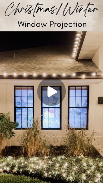 Elizabeth Rishel | DIY Home & Garden on Instagram: "We finally got the Christmas/winter edition of the window projection up and running! It was a hit for Halloween and just as fun for this time of year as well. I built frames wrapped with a plastic drop cloth but you can also secure the drop cloth over the windows using command strips. The videos are from @atmosfx and we use a mini projector to play them on the screen. Place a Bluetooth speaker outside and you’re in business! Such a fun addition this time of year for the exterior of your home." Halloween Window Projector, Window Projection, Christmas Projector Lights Outdoor, Window Projector, Christmas Window Lights, Diy Home Garden, Christmas Projector, Decorating House, Outdoor Projector