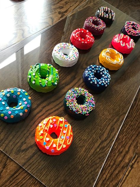 Clay Donut, Air Dry Clay Donut, Resin Pop Art, Ceramic Donut Sculpture, Air Dry Clay Doughnut, Donut Wall Art, Whimsical Donut Fine Art, Rainbow Donut, Donut Art