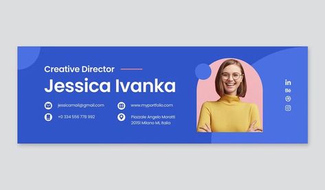 Creative Email Signature Template PSD Mail Signature Design Creative, Email Signature Design Inspiration, Mail Signature Design, Email Signature Design Creative, Company Email Signature, Outlook Email Signature, Creative Email Signatures, Emailer Design, Signature Mail