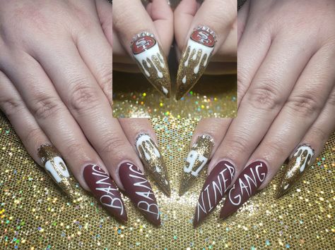 Superbowl Nails 49ers, San Francisco 49ers Nails, Niner Nails, Super Bowl Nails 49ers, 49ers Nails Designs San Francisco, 49ers Nails Designs, San Francisco 49ers Nails Design, 49 Ers Nails, 49ers Wreath