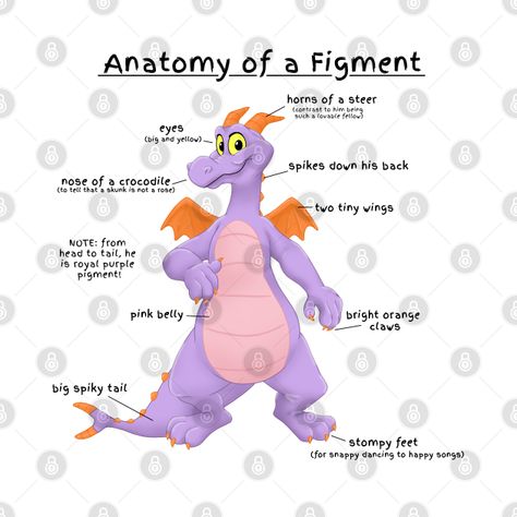 Anatomy of A Figment - Figment - T-Shirt | TeePublic Figment Classroom, Figment Disneybound, Figment Tattoo, Figment Shirt, Figment The Dragon, Disney Figment, Figment Disney, Disney Vinyl, Minion Christmas