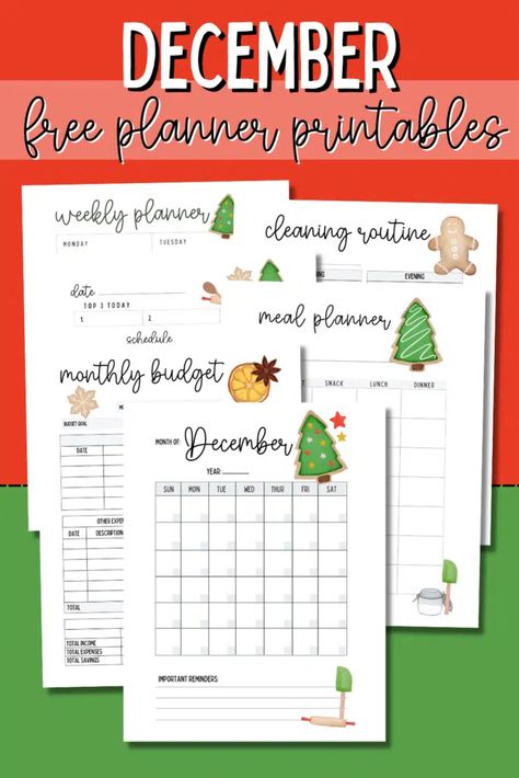 December Planner Printables - Planning Inspired Planner December, Christmas Planner Printables, Printable December Calendar, December Planner, A5 Planner Binder, Paper Planner, Weekly Sticker Kit, Printable Planner Pages, Printables Free