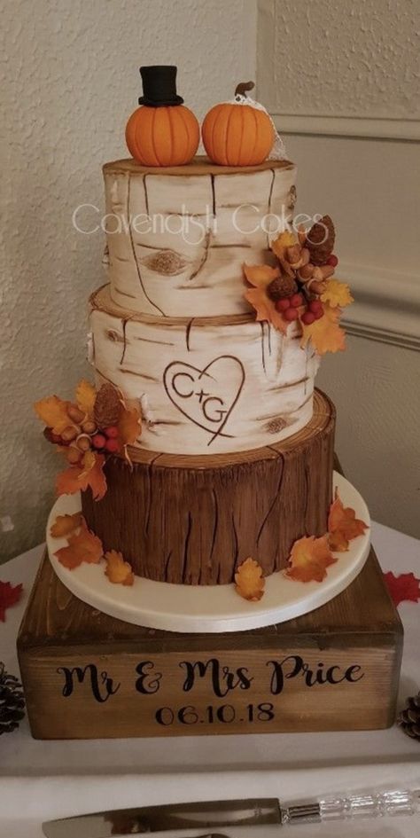 Autumn Wedding Ideas October Rustic, Autumnal Cake Ideas, October Wedding Cakes Fall, Rustic Burnt Orange Wedding Cake, Fall Wedding Cakes Rustic Orange, Simple Autumn Wedding Cake, Autumn Cake Topper, Autumn Theme Wedding Cake, Autumn Cake Wedding