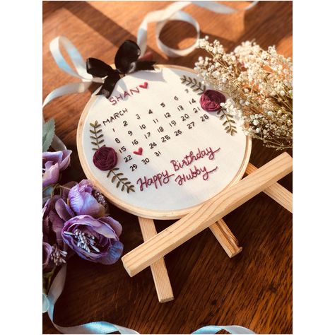 Embroidery Hoop Birthday Gift, Hoop Art Birthday Gift, Embroidery Designs Birthday Gift, Birthday Embroidery Hoop Pattern, Anniversary Embroidery Ideas, Birthday Embroidery Hoop Design, Hoop Art Embroidery Birthday, Embroidery Designs For Birthday Gift, Embroidery For Wedding Gift