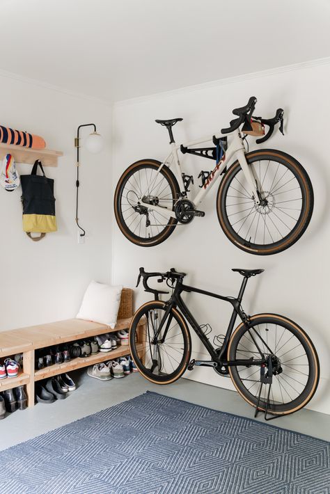 Cycling Interior Design, Zwift Cycling Setup, Bike Room Ideas, Window Kitchen Cabinets, Kitchen Cabinets Apartment, Bike Cave, Zwift Cycling, Bike Storage Apartment, Shower Pan Tile