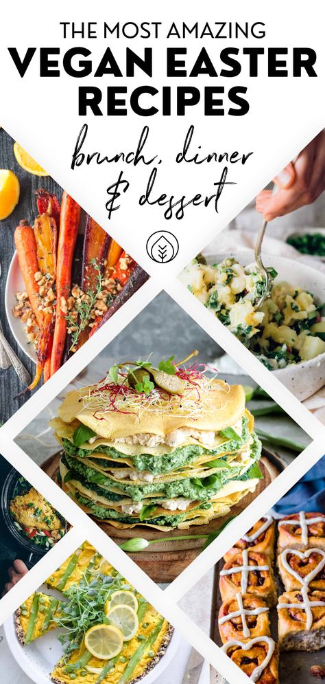 Vegan Easter Dinner Ideas, Vegan Gluten Free Easter Recipes, Wfpb Easter Recipes, Vegan Easter Dinner Recipes, Gluten Free Vegan Brunch Recipes, Brunch Recipes Vegan, Vegan Easter Breakfast, Vegetarian Easter Dinner Main Course, Vegan Ostara Recipes