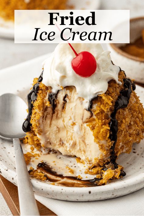 Buckle up, ice cream lovers, this homemade fried ice cream recipe is a game changer. The secret? It isn't actually deep-fried. That means less mess, less work, but all the goodness of a crispy fried ball of ice cream. Chocolate Cream Pie With Pudding, Pie With Pudding, Gluten Free Chocolate Pie, Fried Ice Cream Recipe, Chocolate Pudding Pie, Easy Chocolate Pudding, Chocolate Cream Pie Recipe, Frozen Treats Recipes, Ice Cream Bites